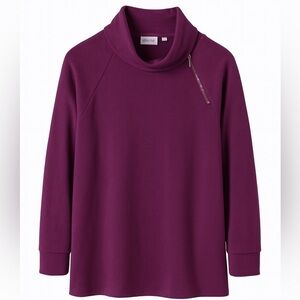 Chico’s Side-Zip Turtleneck Pullover Eggplant Purple Sz 0/S
